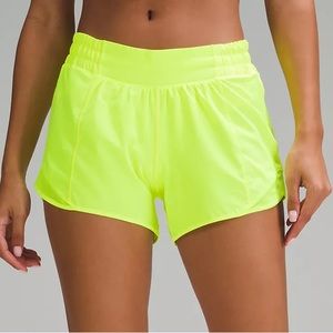 LULULEMON HIGHLIGHTER YELLOW RUNNING SHORTS Size 4 NWT